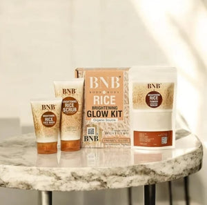 BNB Rice Extract Bright & Glow Kit ( Rice Face Wash + Rice Scrub + Rice Mask )