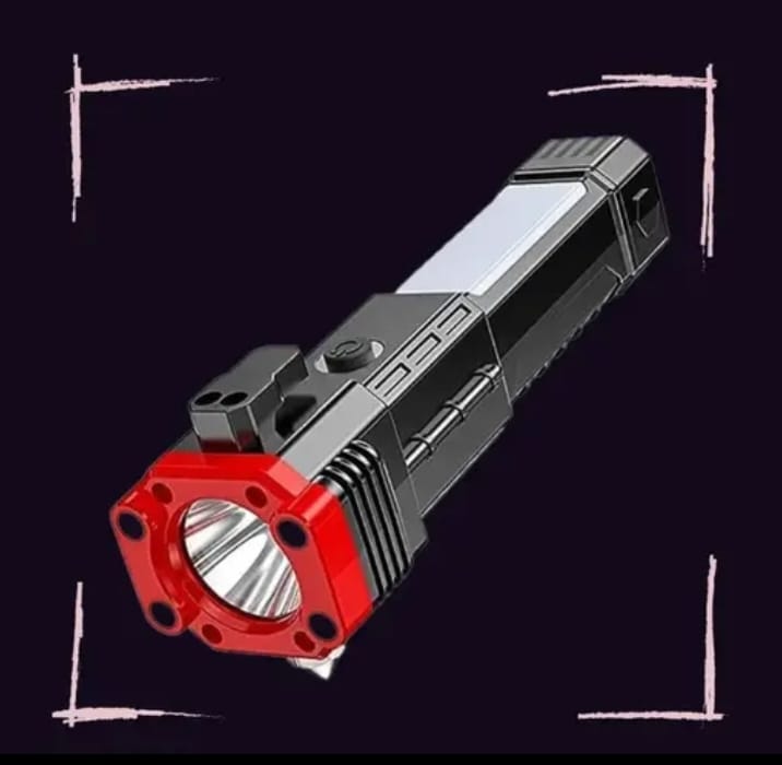 High-power Led Torch Light Rechargeable Flashlight And Multi Functional Tactical Hammer & Power Bank To Charge The Phone