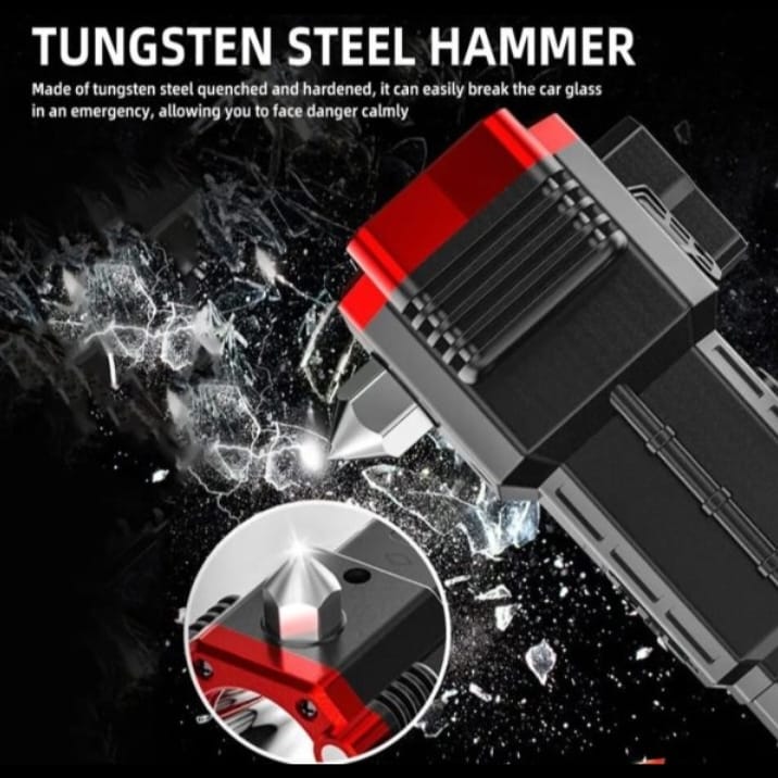 High-power Led Torch Light Rechargeable Flashlight And Multi Functional Tactical Hammer & Power Bank To Charge The Phone